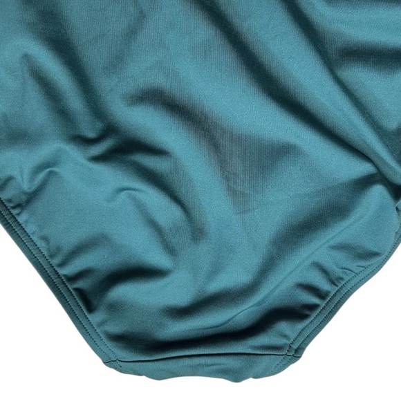 KATE‎ SPADE Crescent Bay Teal One Piece Swimsuit sz S Metal Bow Hardware Lined - Picture 9 of 13